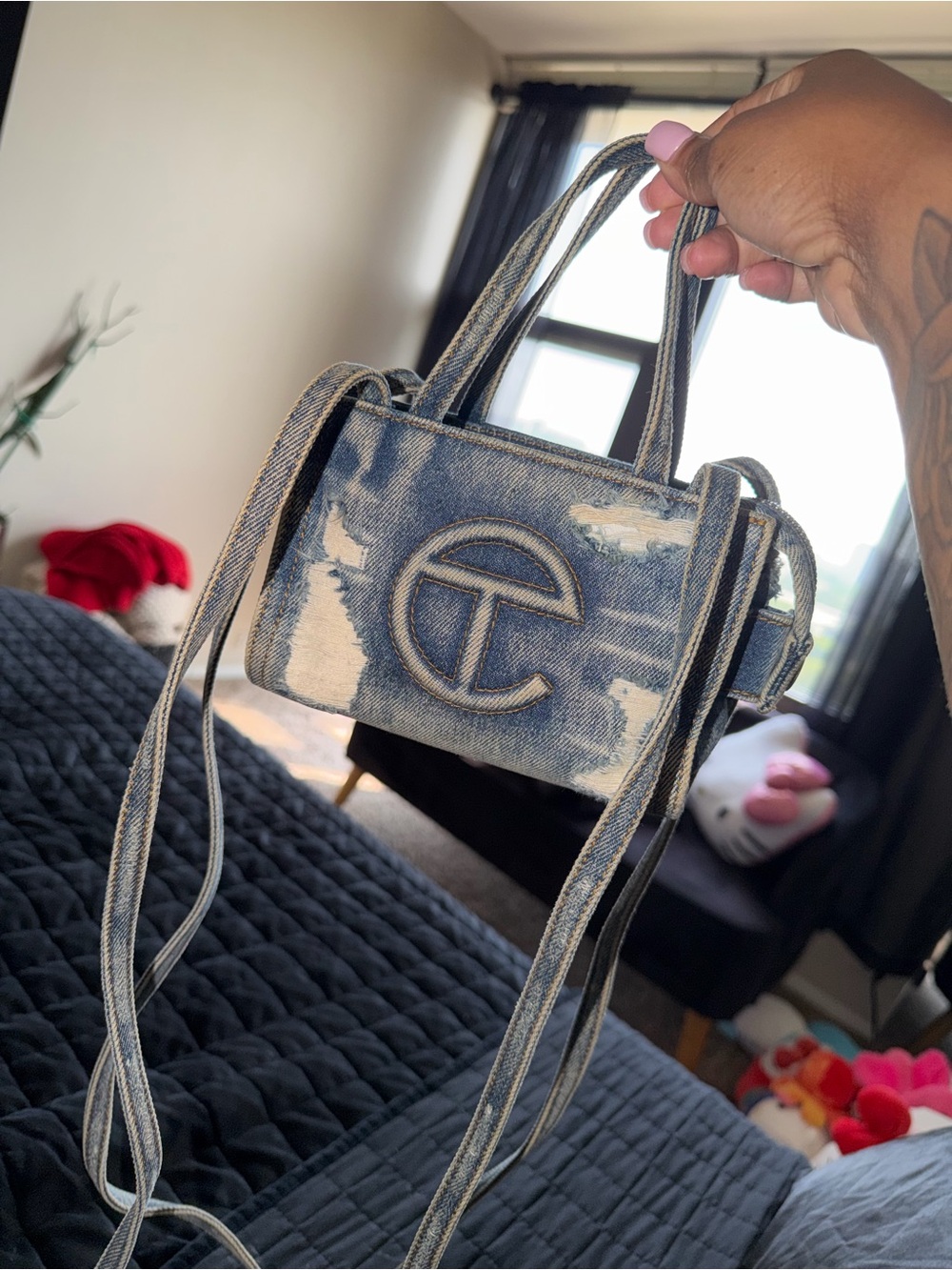 Telfar Distressed Blue Denim Mini Tote